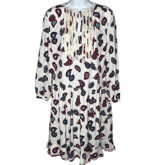 Tommy Hilfiger Ruth Paisley Print Dress 6 Shift Drop Waist Ruffle Hem Boho - Picture 3 of 8